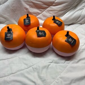 NWT Orange & Pink Halloween Pumpkin Decor- set of 5- (see pictures for dents etc